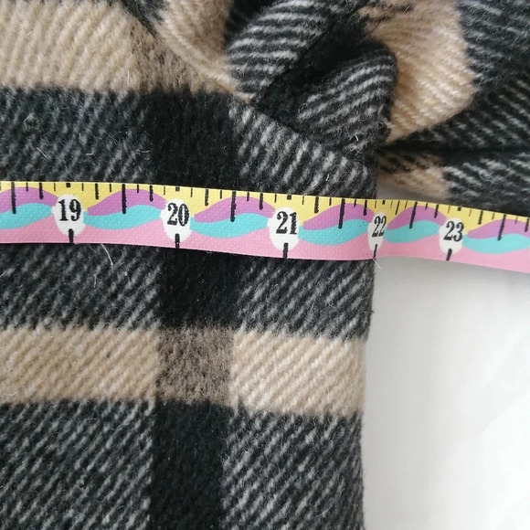 Joie Plaid Wool Blend Open Jacket Black and Tan Heritage Plaid Medium - Picture 14 of 16